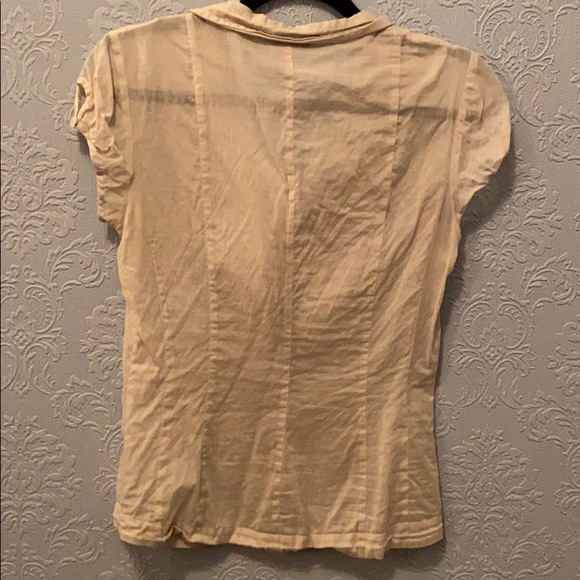 4/$20 Cotton button up textured cap sleeve blouse - Picture 2 of 5